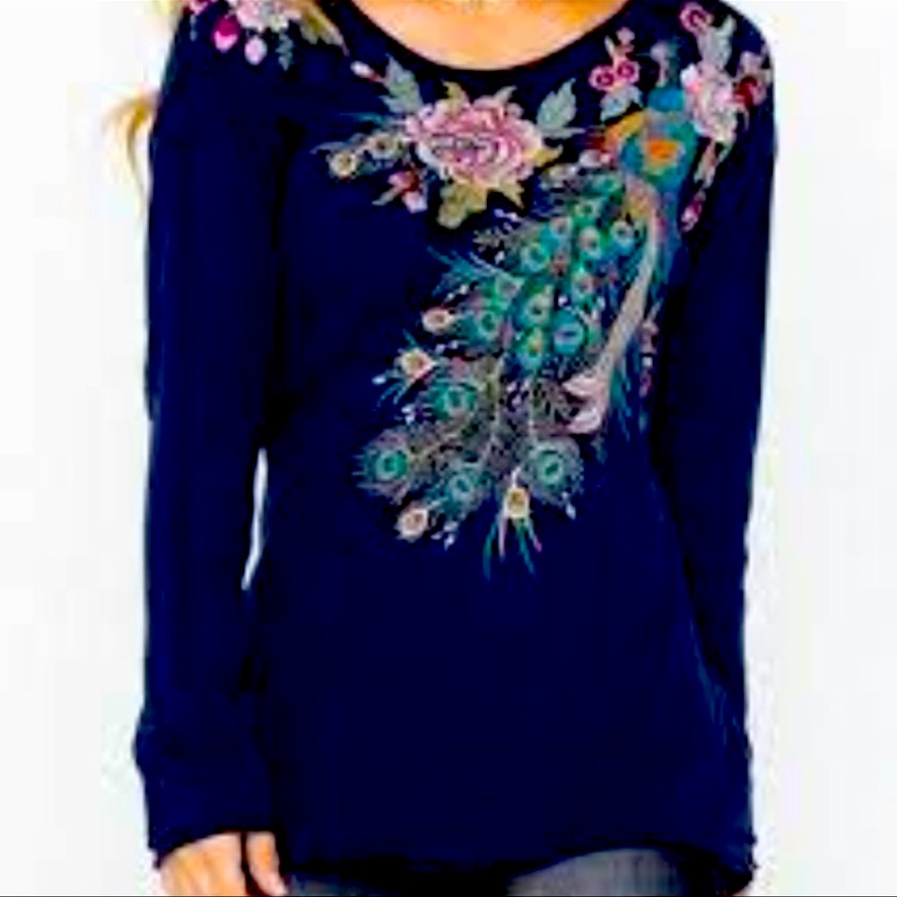 Johnny Was embroidered thermal top